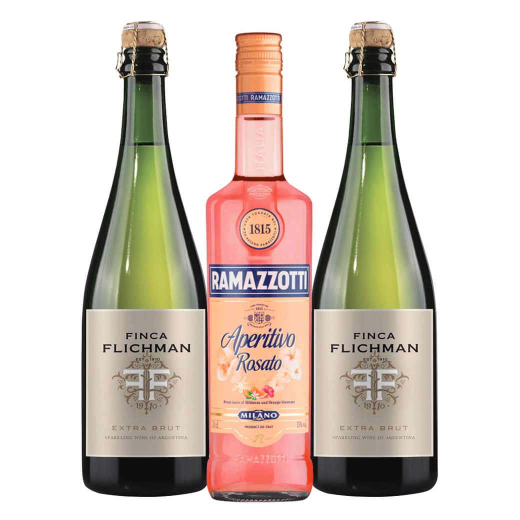 PACK RAMAZZOTTI - FINCA FLICHMAN: 1x Licor Aperitivo Ramazzotti Rosatto 700cc + 2x Espumante Finca Flichman Extra Brut 750cc_1