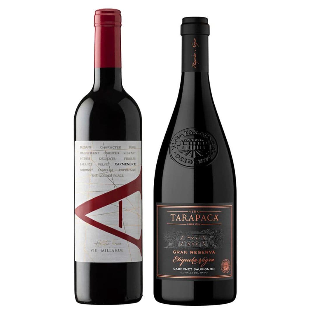 DUO VIK A - TARAPACA ETQ. NEGRA: 1x Vino VIK A Carmenere 750cc + 1x Vino Tarapacá Etiqueta Negra Cabernet Sauvignon 750cc_1