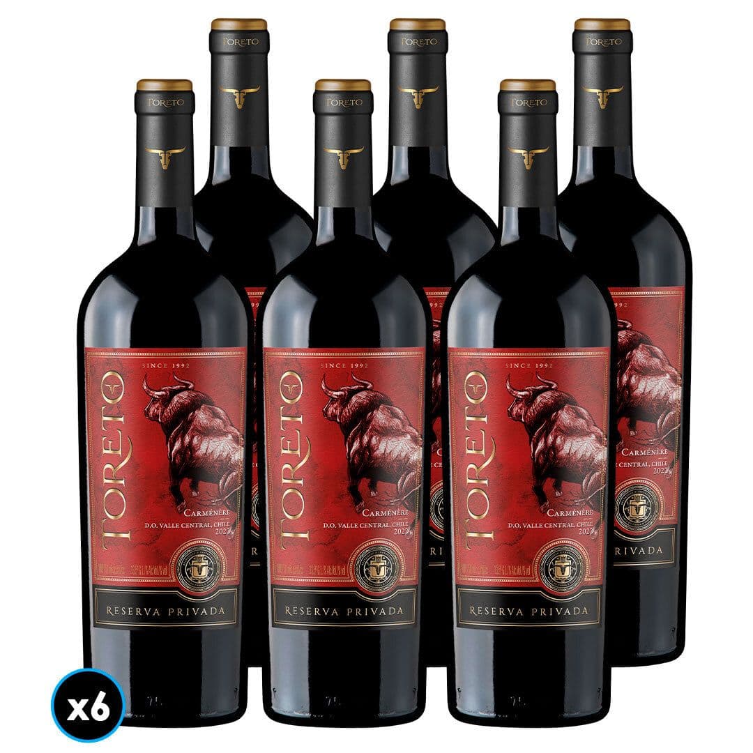 CAJA VINO TORETO RESERVA PRIVADA (Carmenere): 6x Vino Toreto Reserva Privada Carmenere 750cc_1