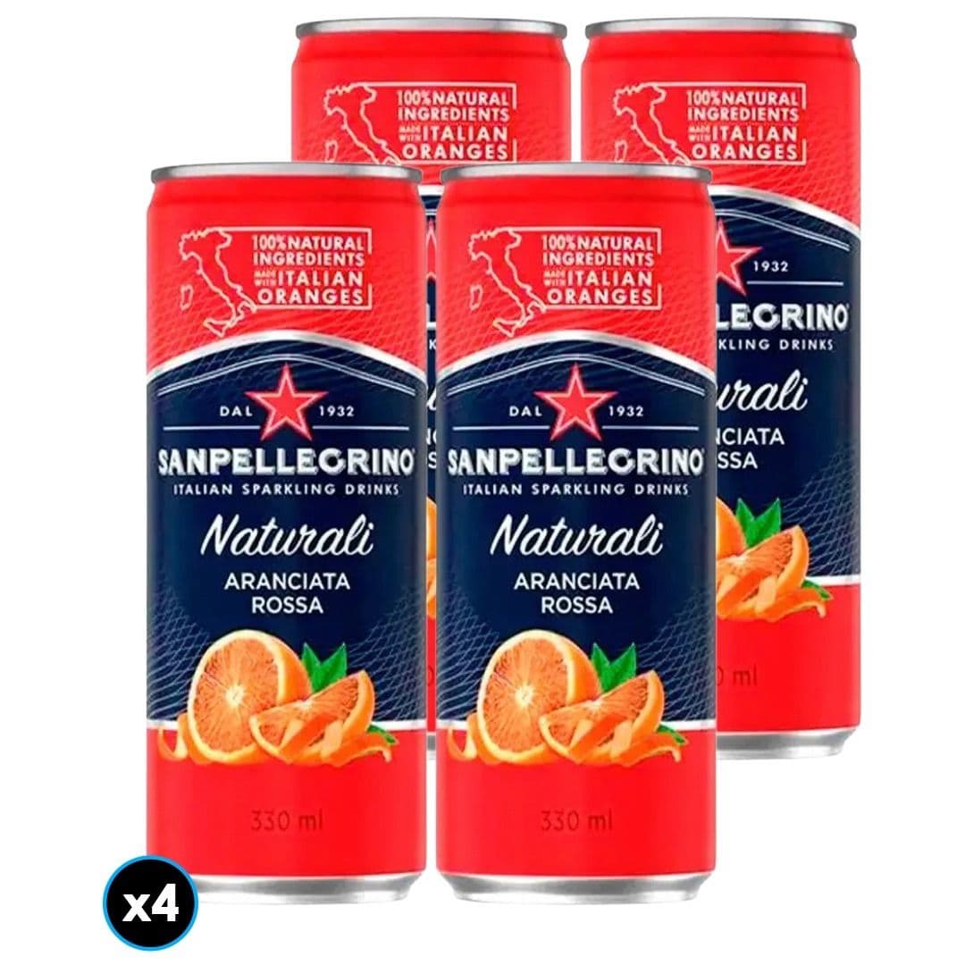 4x Agua San Pellegrino Aranciata Rossa Con Gas Lata 330cc_1