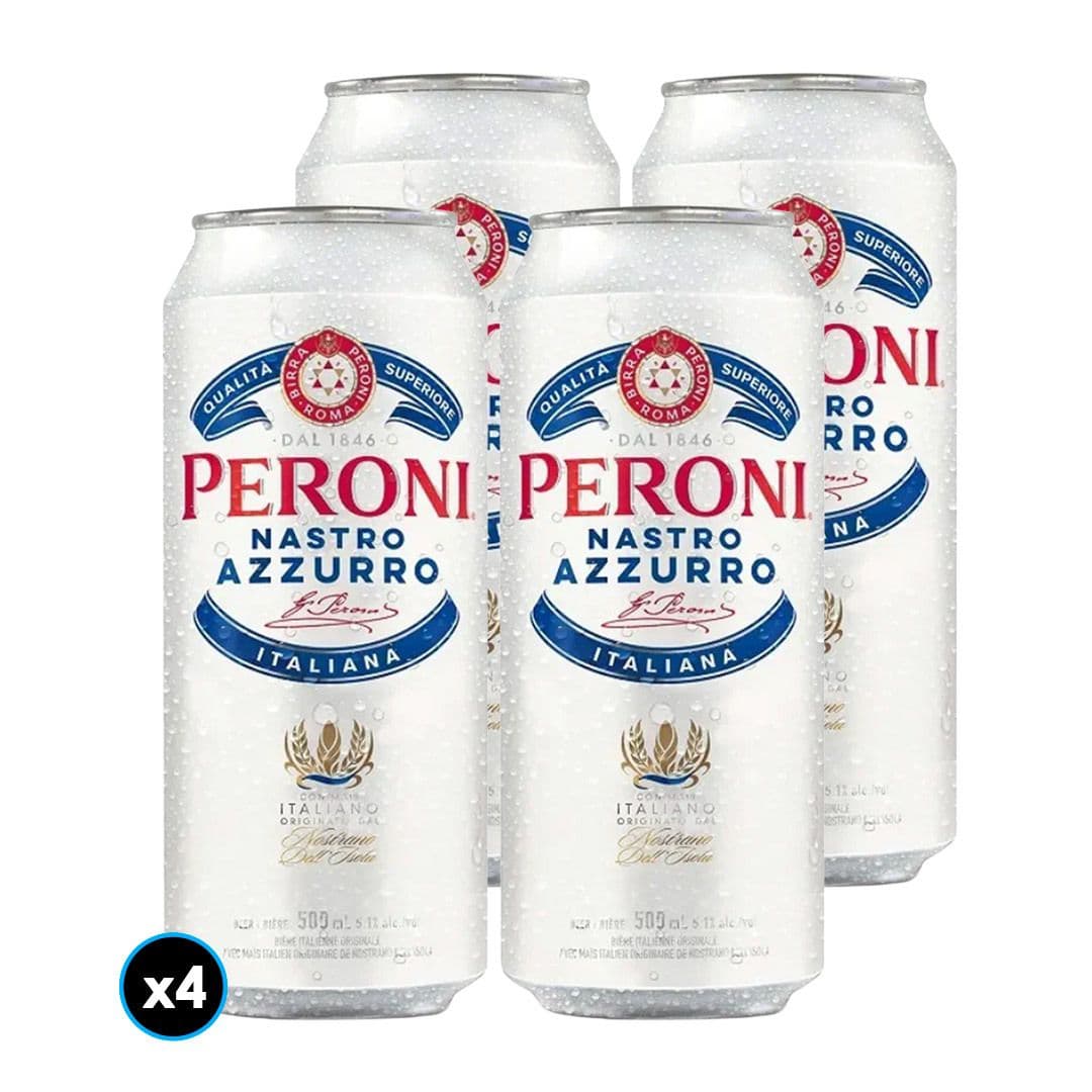 4x Cerveza Peroni Nastro Azurro Lata 500cc_1