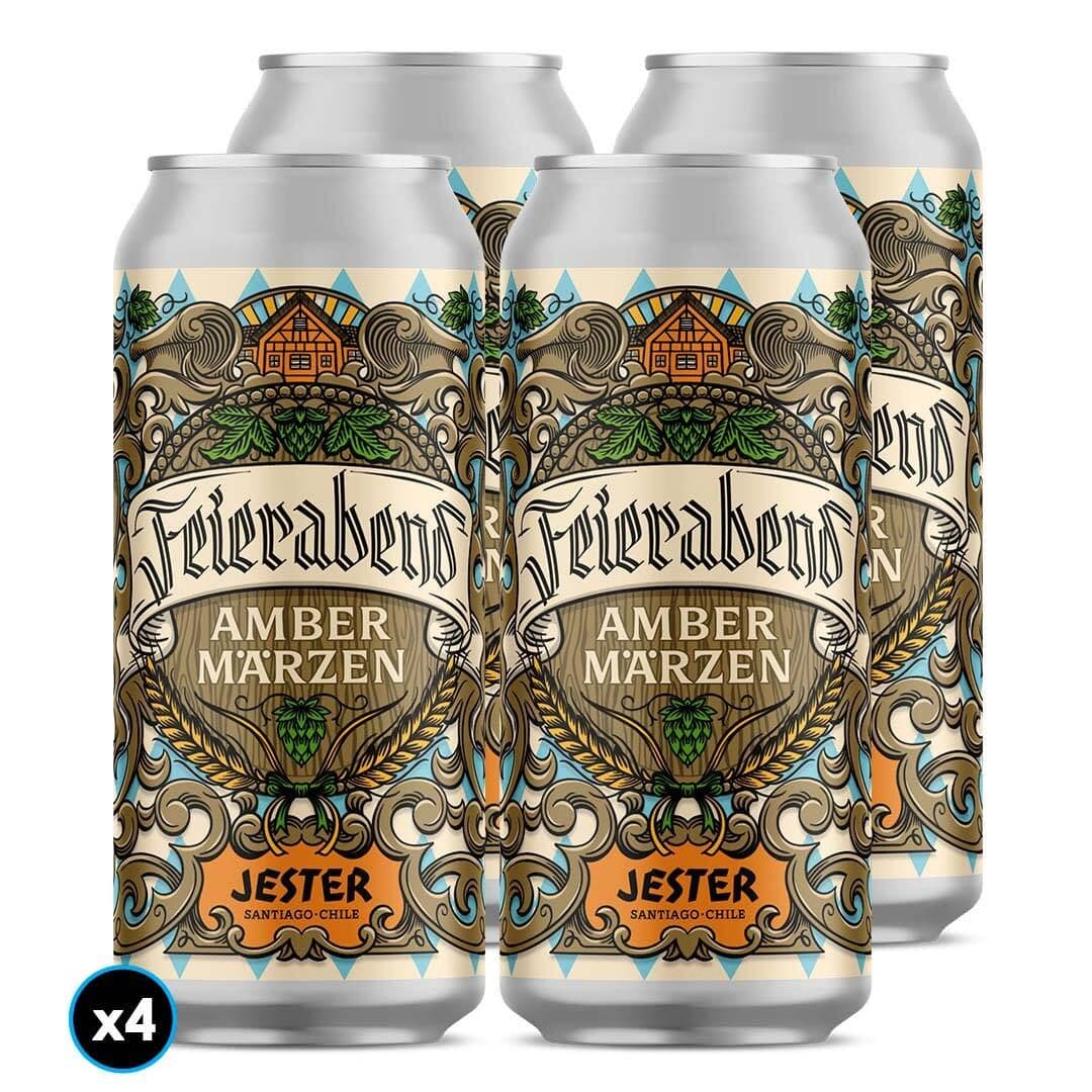 4x Cerveza Jester Feierabend Marzen Amber Lager en Lata 473cc _1