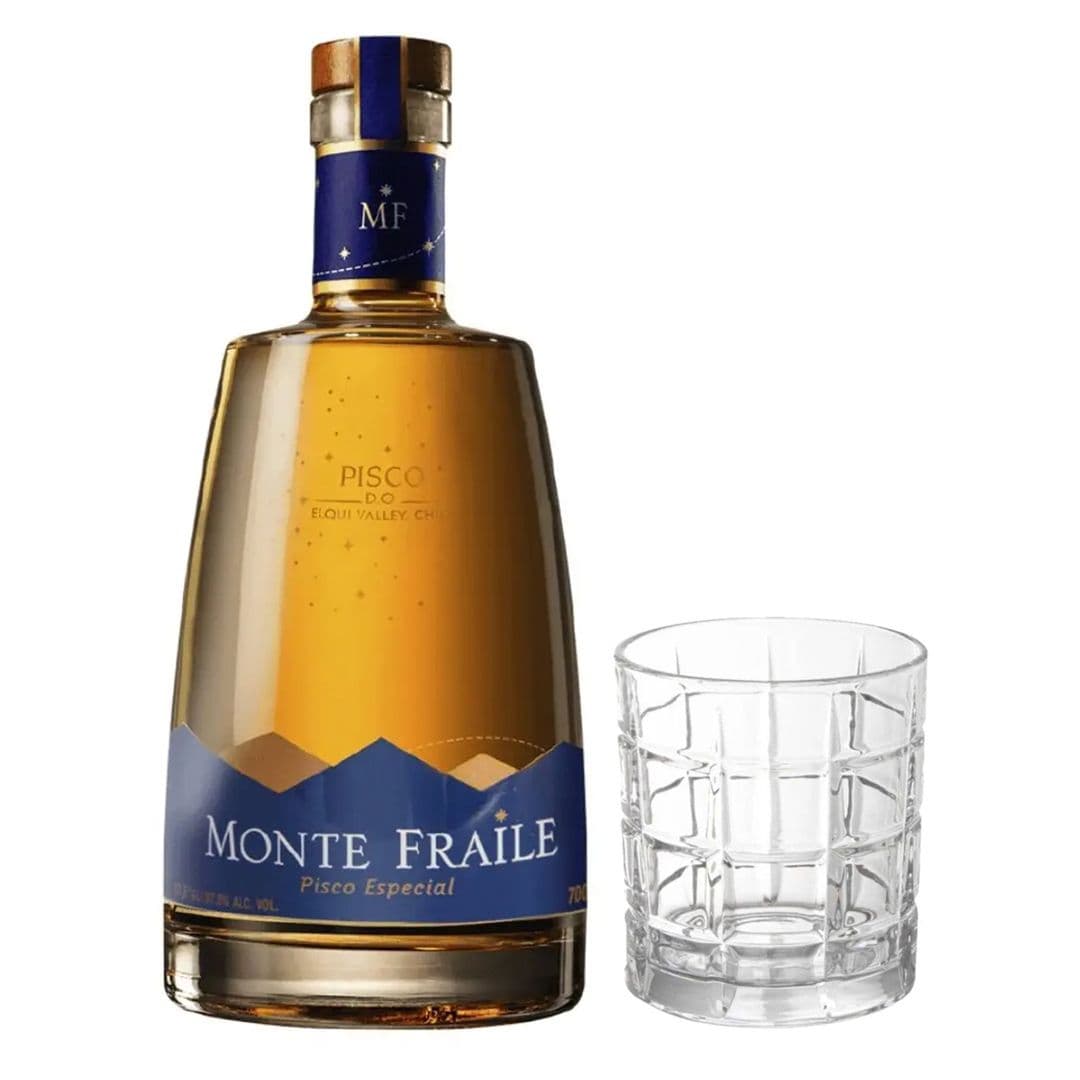 PACK MONTE FRAILE: Pisco Monte Fraile Reservado 37,5° alc. 700cc + Vaso Monte Fraile_1