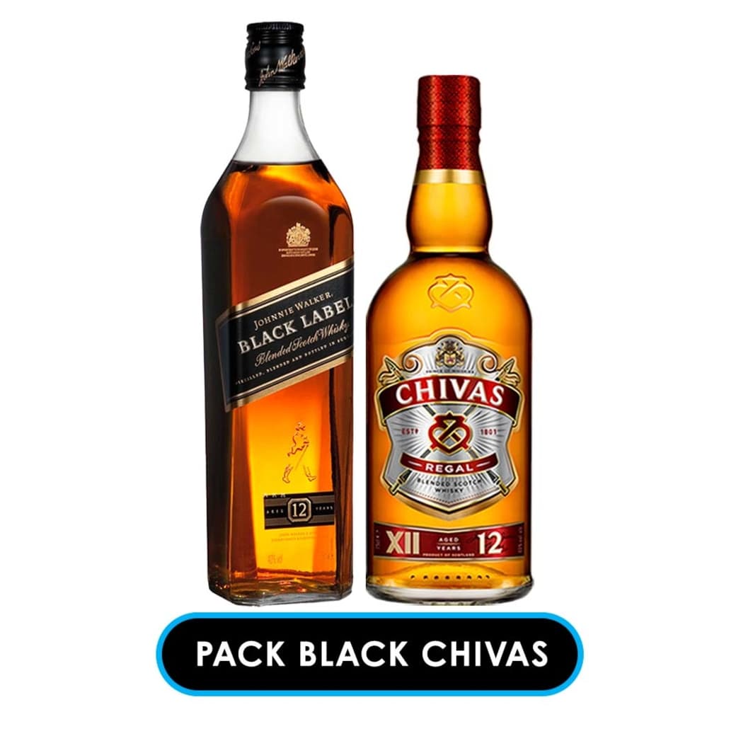 PACK BLACK CHIVAS: Whisky Johnnie Walker Black Label 750cc 40º alc. + Whisky Chivas Regal 12 años 750cc 40º alc._1