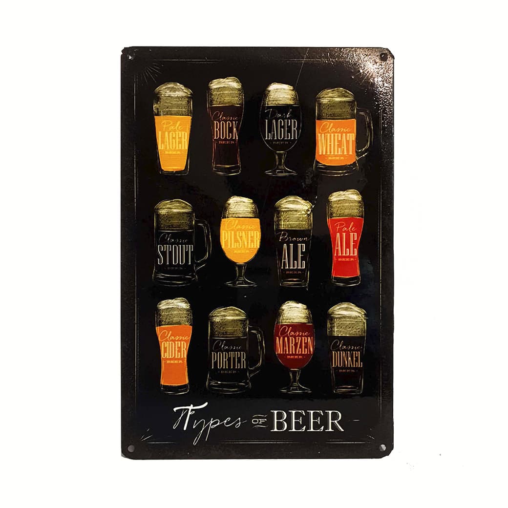Afiche Types Of Beer Metálico 20 x 30 cm._1