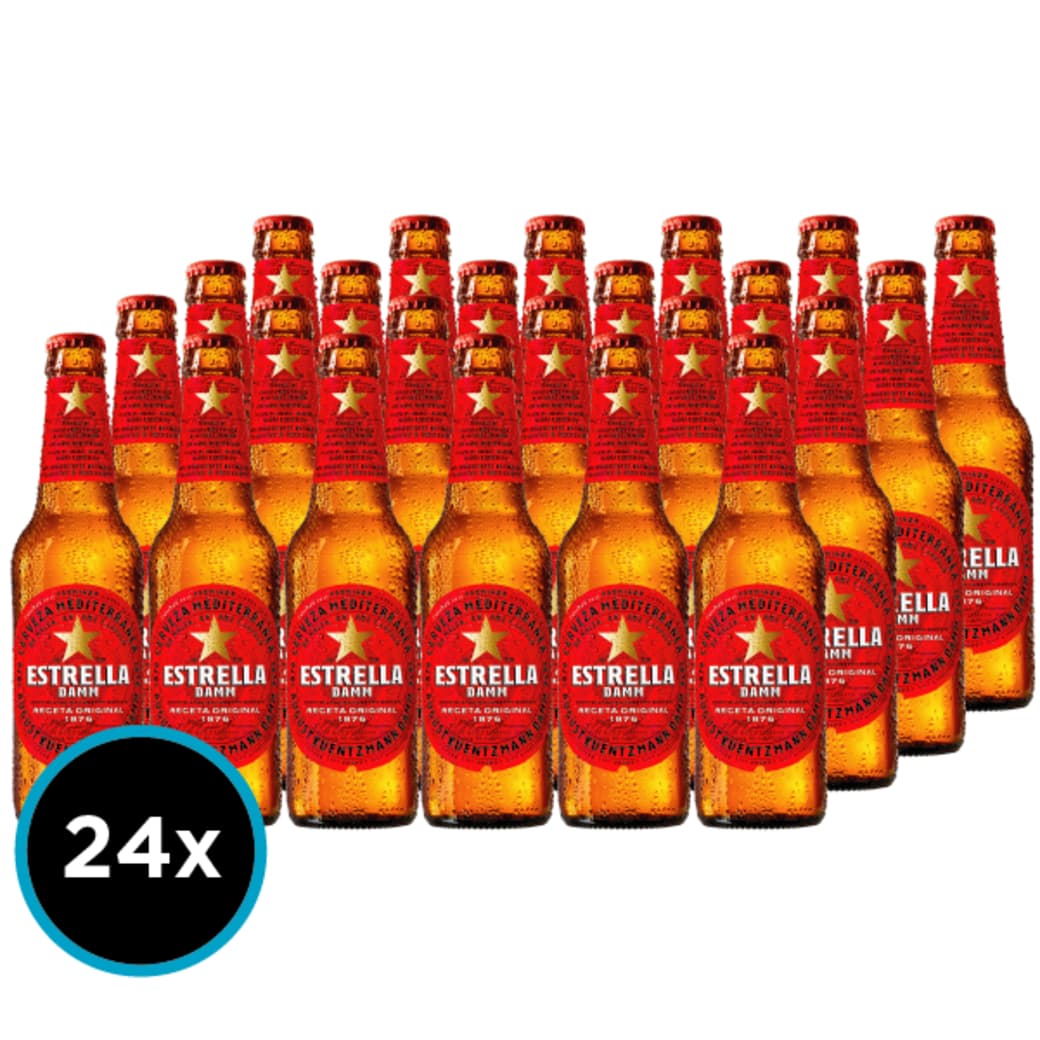 24x Cervezas Estrella Damm en Botellas 330cc_1